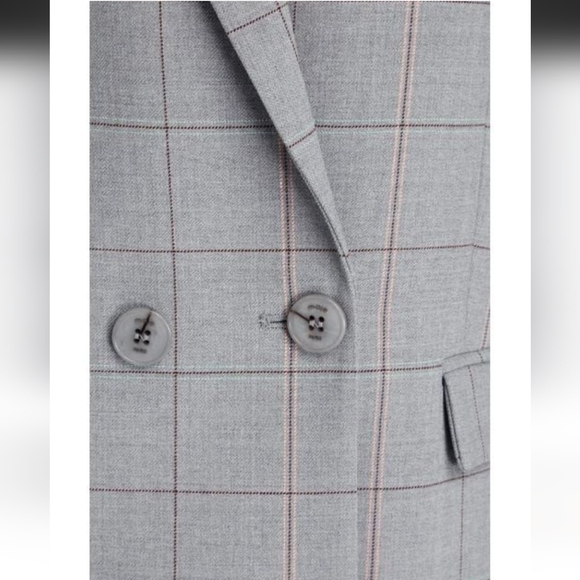Maje Wool blend twill suit blazer grey pink size 8 never worn - Picture 4 of 7